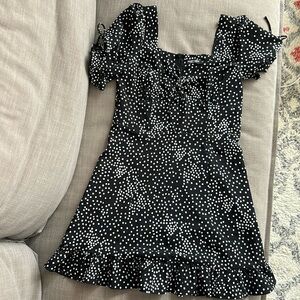 Nasty gal black and white polka dot mini dress